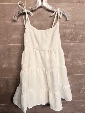 White Tiered Spaghetti Strap Sundress